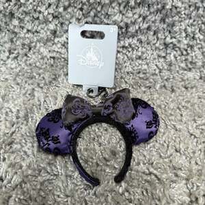 2026 Disney Parks Minnie Headband Ears Haunted Mansion Bag Charm Keychain New